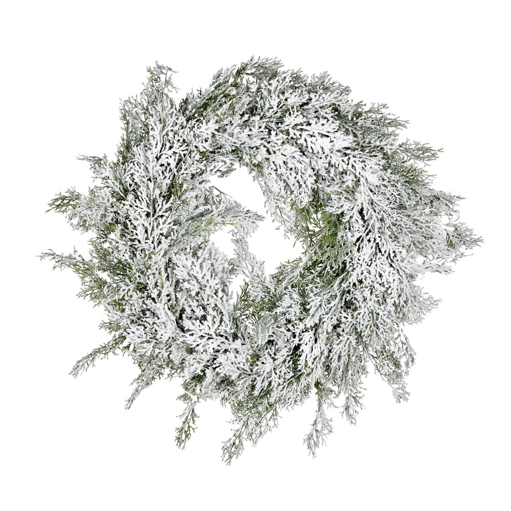 Vickerman Artificial Snowy Cedar Wreath