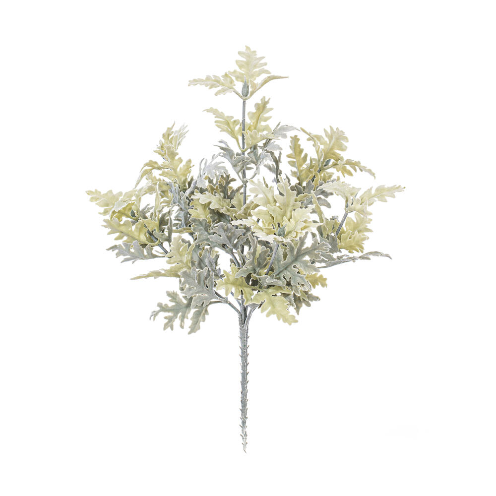 Vickerman Artificial Green Flocked Dusty Miller Bush, 2/pk