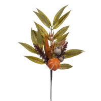 23" Orange/Gourd/Bay Leaf Spray 2/Bag