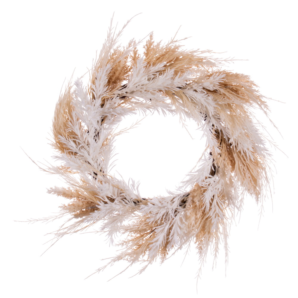 Vickerman Beige Artificial Fern and Mini Leaves Wreath