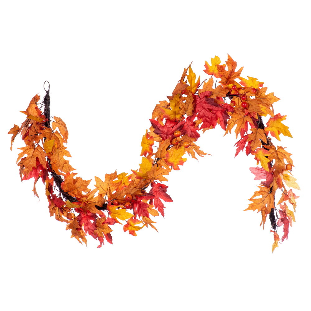 72" Fall Red Maple Leaf Garland