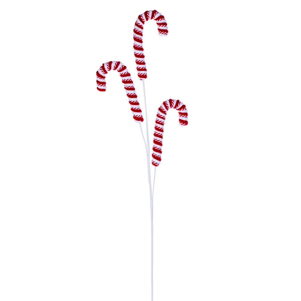 30" Red Peppermint Candy Cane Spray 2/Bg