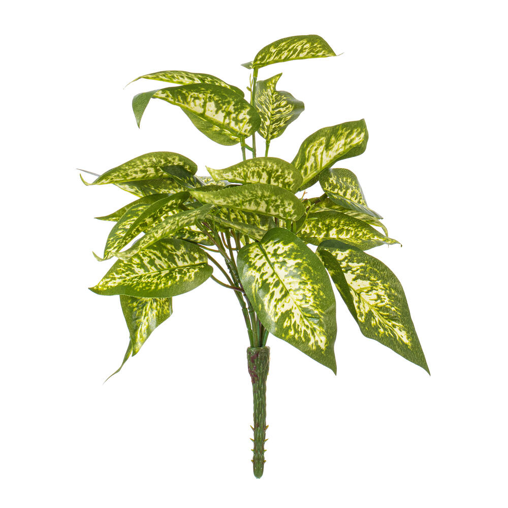11" Green Dieffenbachia Poly Bush 3/Pk