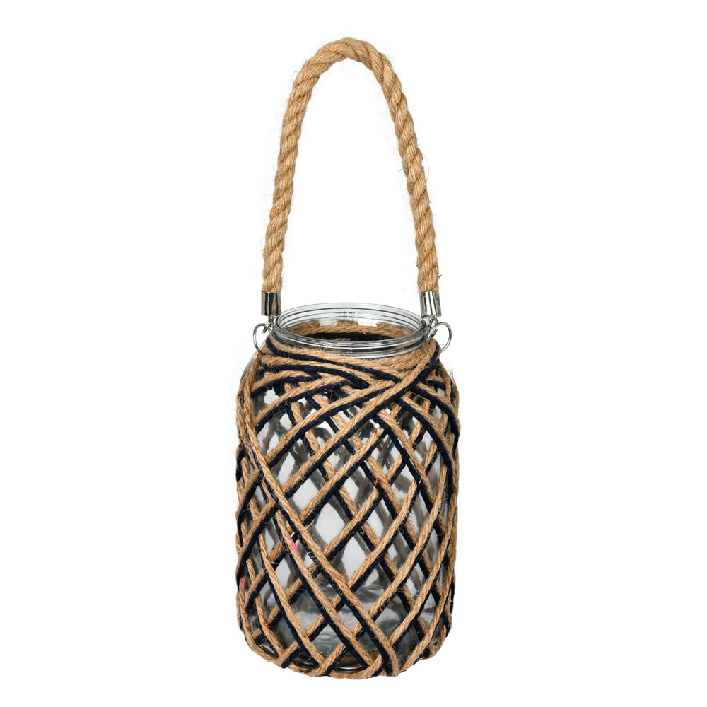 Vickerman Glass Jar in Woven Jute Handle