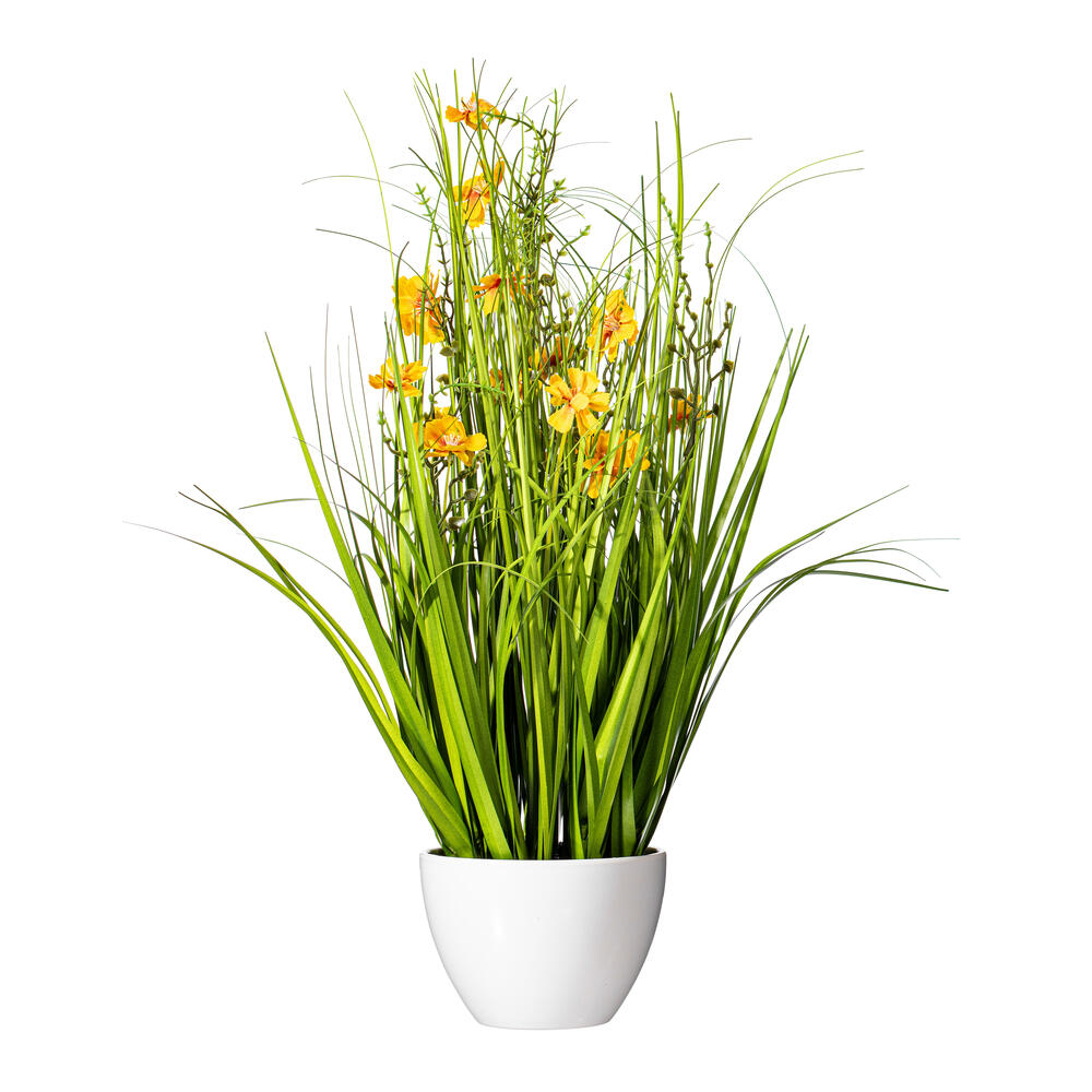 Vickerman Artificial Yellow Potted Artificial Cosmos and Grass