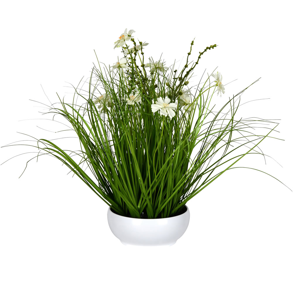 Vickerman Artificial Cream Potted Artificial Cosmos and Grass
