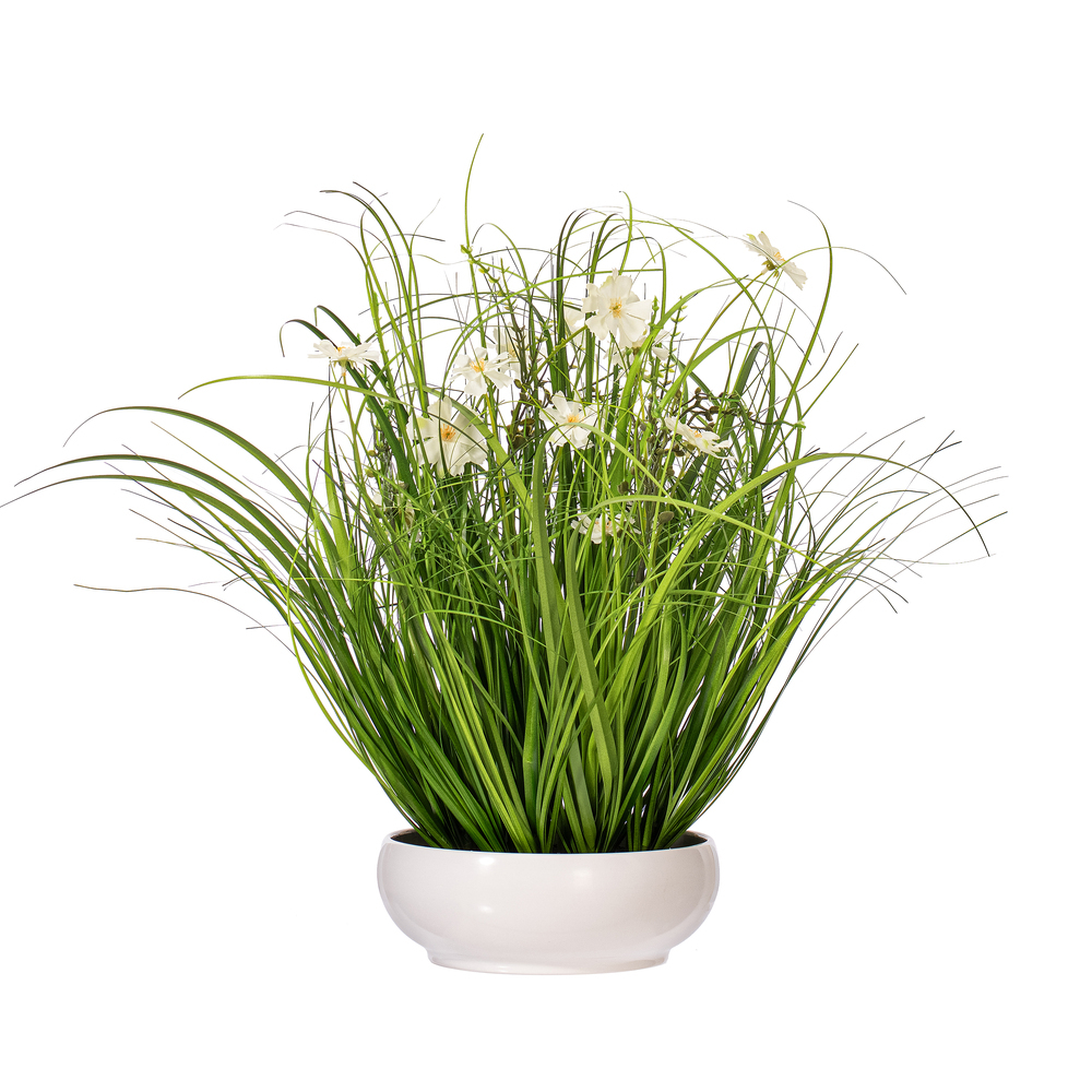 Vickerman Artificial Cream Potted Artificial Cosmos and Grass