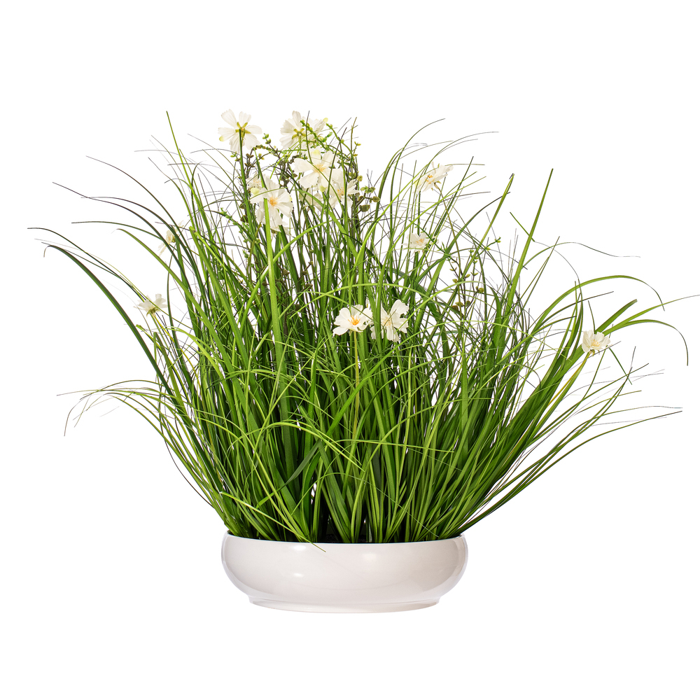 Vickerman Artificial Cream Potted Artificial Cosmos and Grass