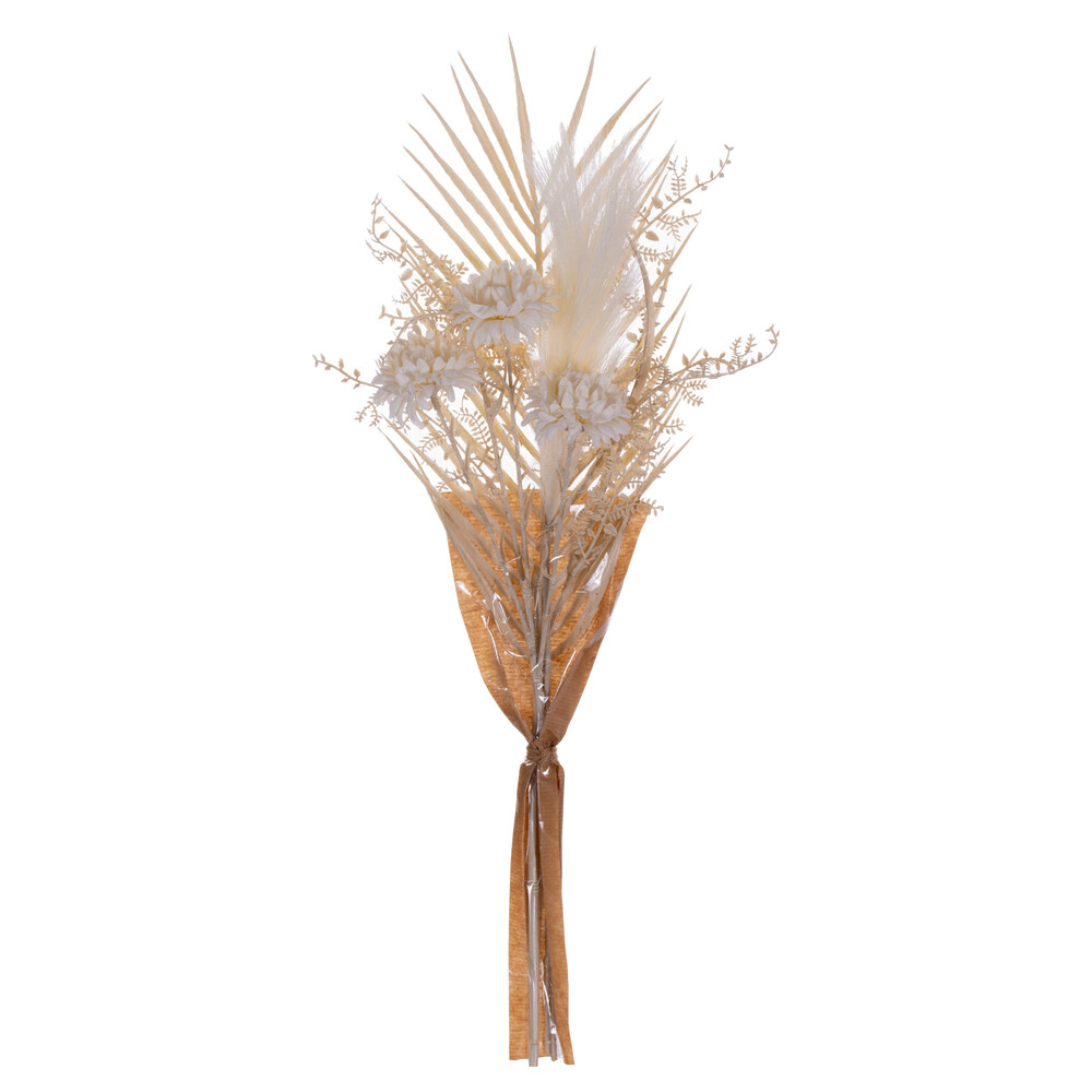23" Artif Crm Straw Flwr/Pmpas/Palm Bqut