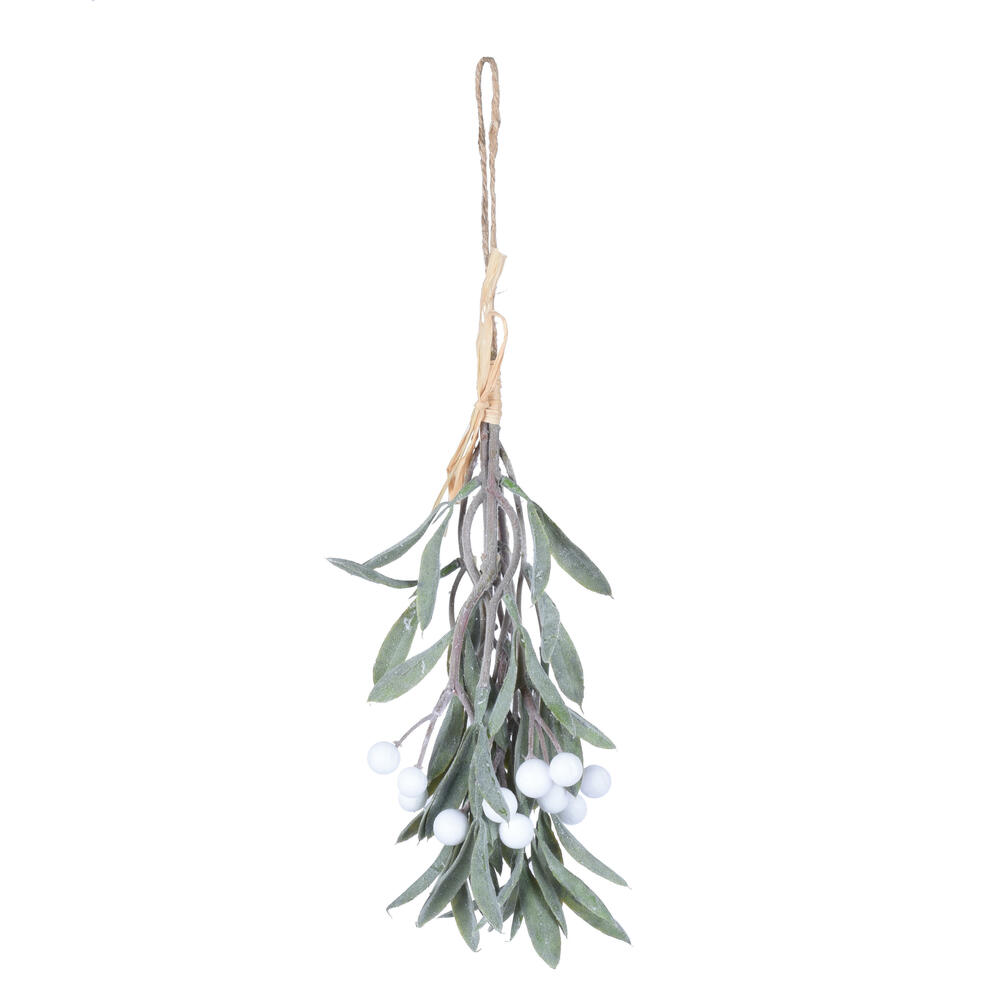 10.5" Green/White Berry Mistletoe 4/Bag