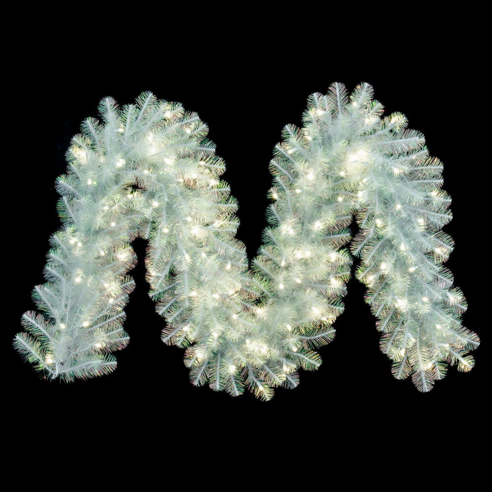 Vickerman White Iridescent Artificial Garland.