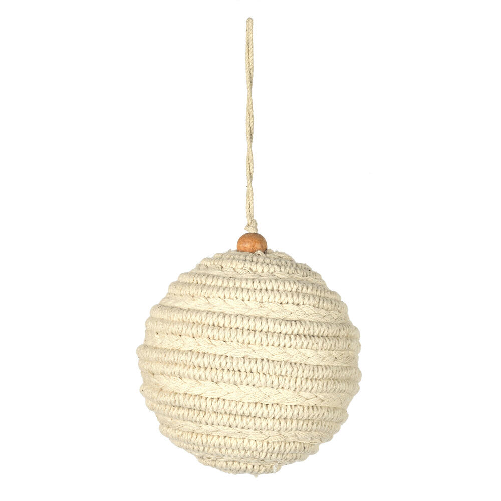 Vickerman White Braided Cotton Ball Ornament