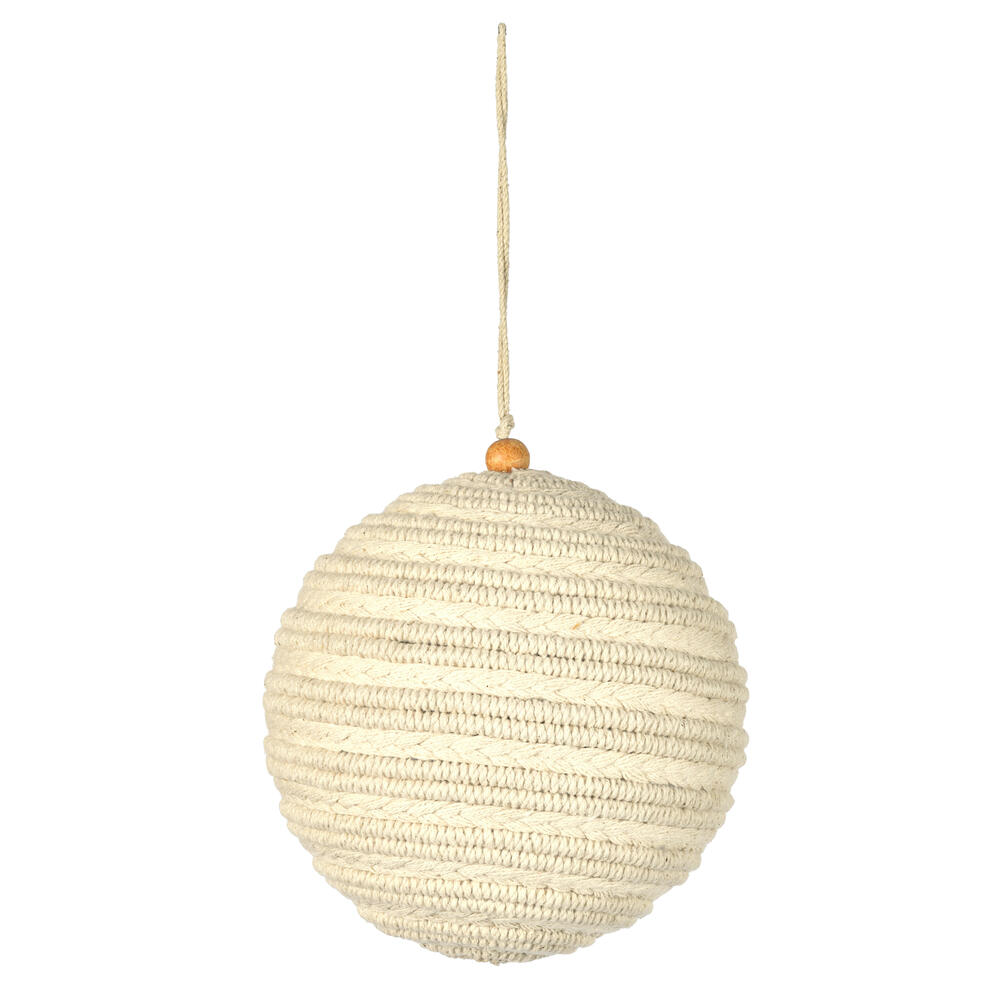 Vickerman White Braided Cotton Ball Ornament