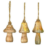 Vickerman Medium Wood Mushroom Ornament Set