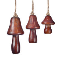 2/3/4.5" Dark Wood Mushroom Orn Set/3