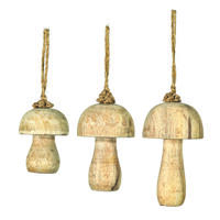 2/3/4.5" Medium Wood Toadstool Orn Set/3