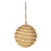 4" Natural Wood Bead Ball Ornament 2/Bag