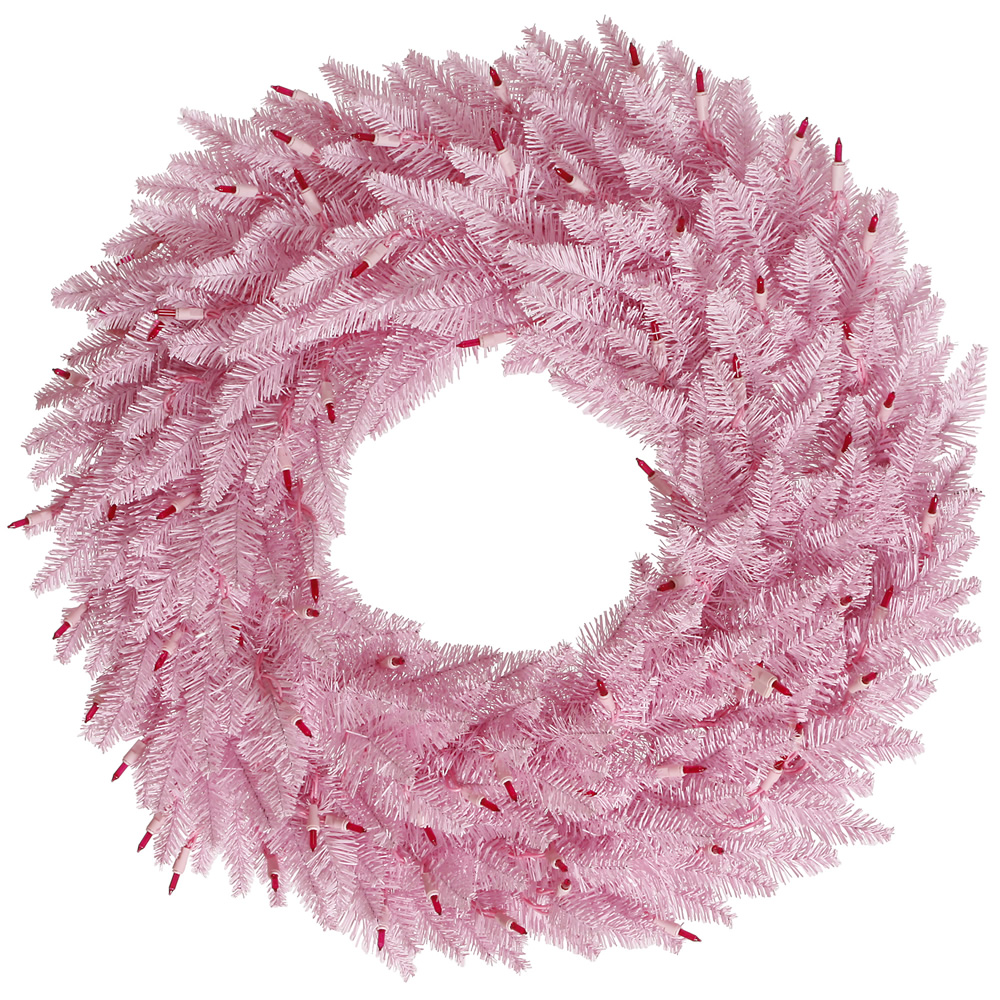 Vickerman Pink Artificial Christmas Wreath