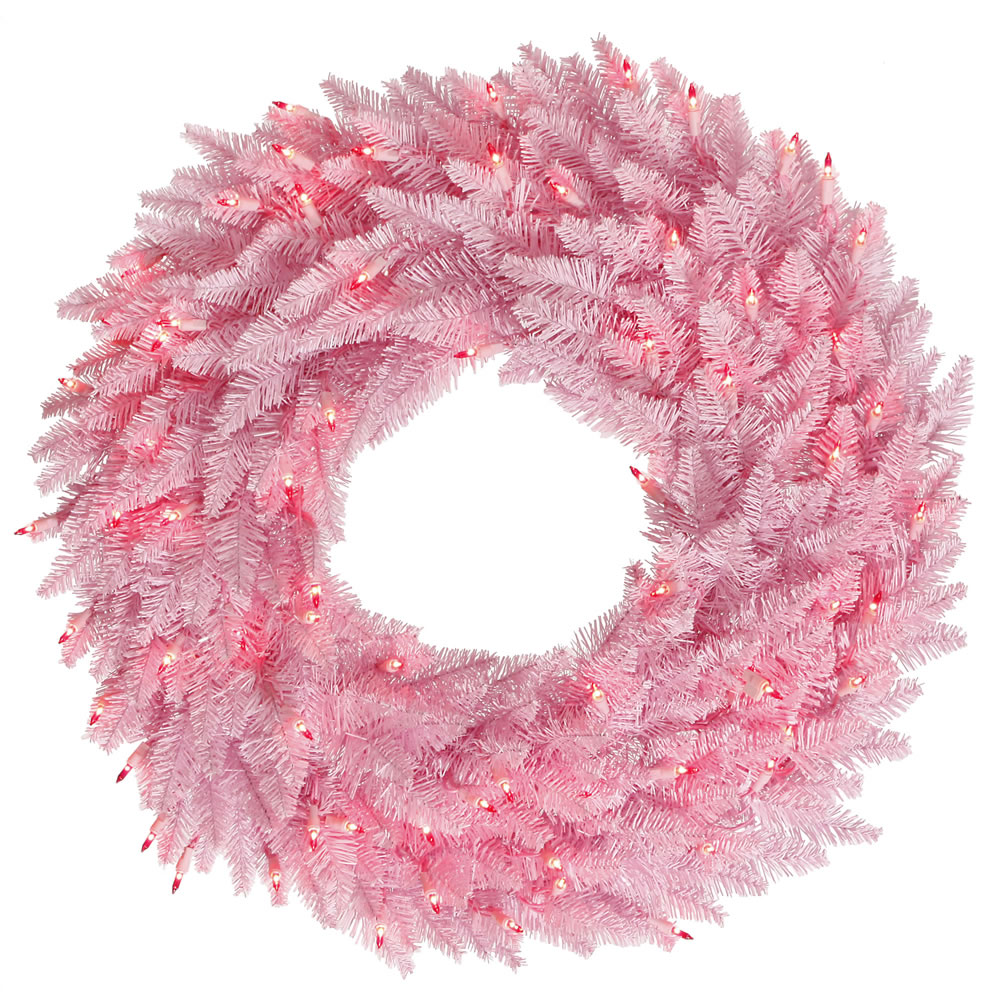 Vickerman Pink Artificial Christmas Wreath