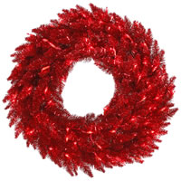 Vickerman Tinsel Red Artificial Christmas Wreath