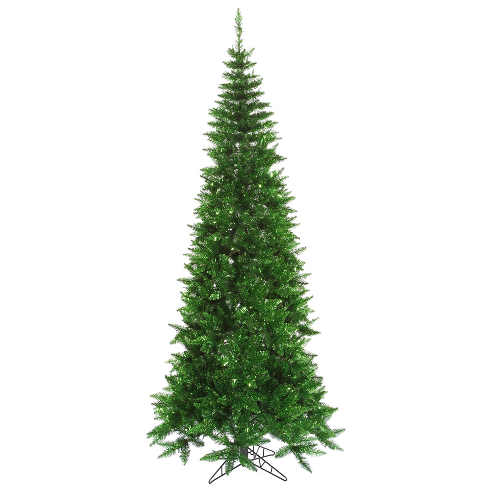 Vickerman Green Tinsel Fir Slim Artificial Christmas Tree