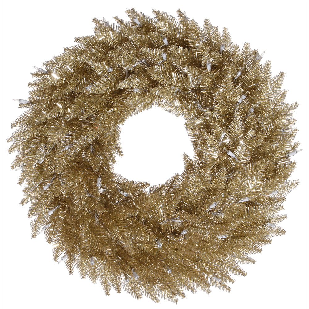 Vickerman Champagne Artificial Christmas Wreath Dura-Lit