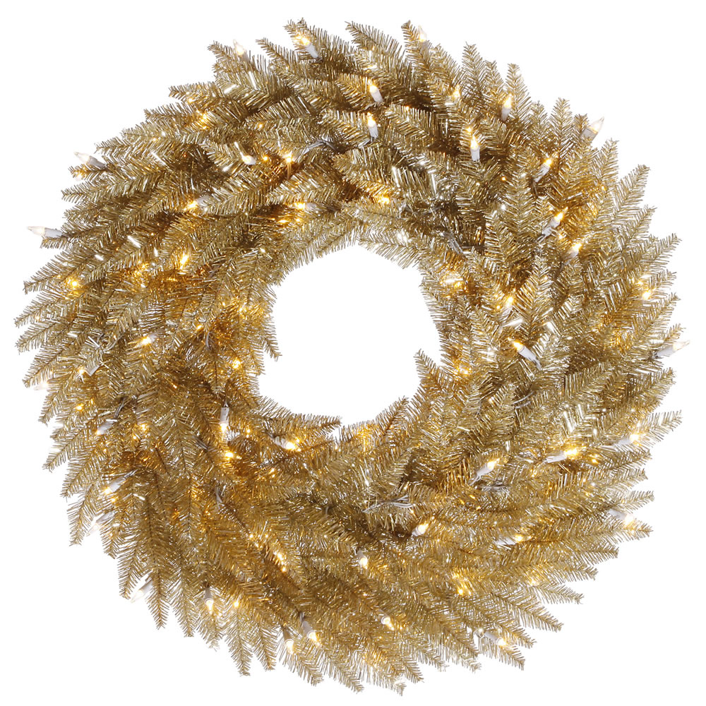 Vickerman Champagne Artificial Christmas Wreath Dura-Lit
