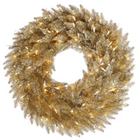 Vickerman Champagne Artificial Christmas Wreath Dura-Lit