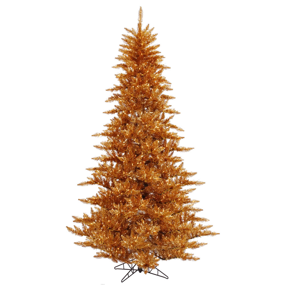 Vickerman Copper Tinsel Fir Artificial Christmas Tree