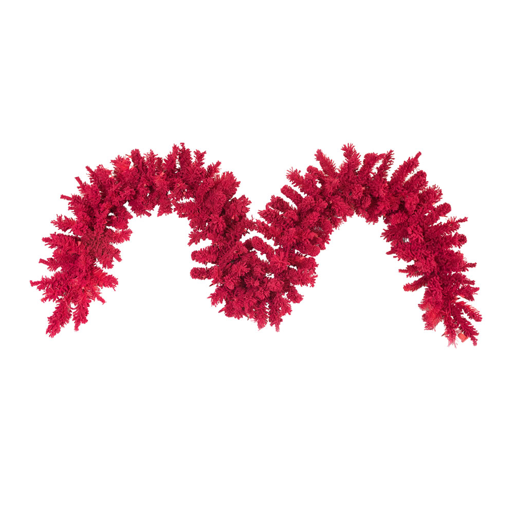 Vickerman Flocked Red Artificial Christmas Garland