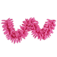 Vickerman Flocked Pink Artificial Christmas Garland