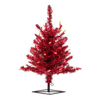 Vickerman Red Tinsel Fir Artificial Christmas Tree