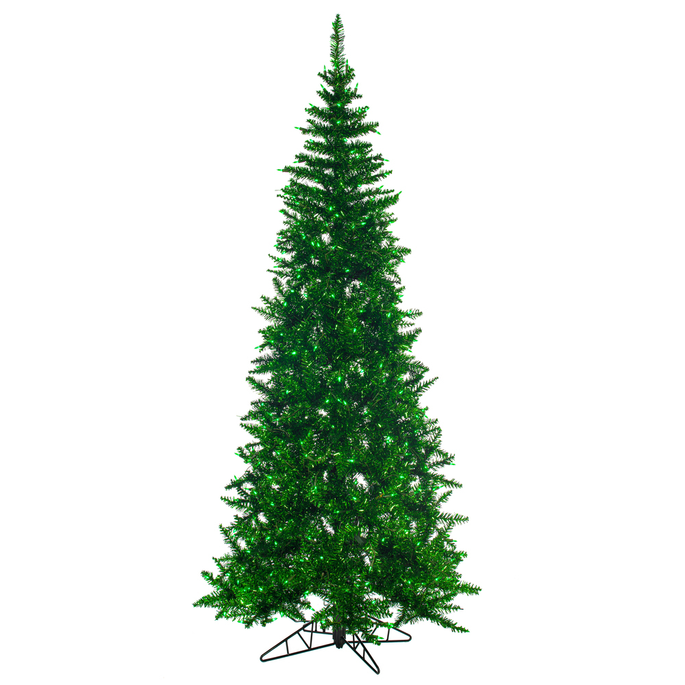 Vickerman Green Tinsel Fir Slim Artificial Christmas Tree