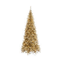 Vickerman Champagne Tinsel Fir Slim Artificial Christmas Tree