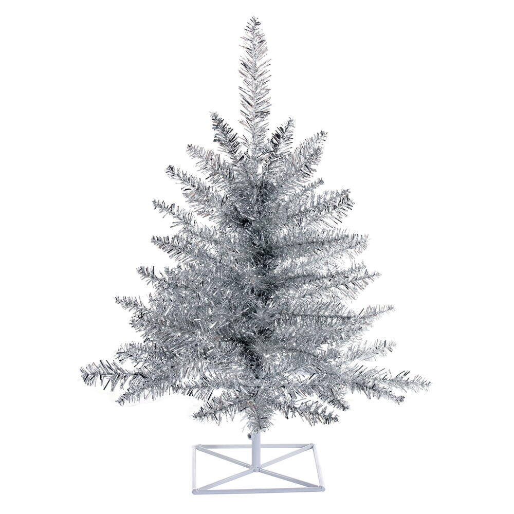 Vickerman Silver Tinsel Fir Artificial Christmas Tree