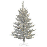 Vickerman Silver Tinsel Fir Artificial Christmas Tree