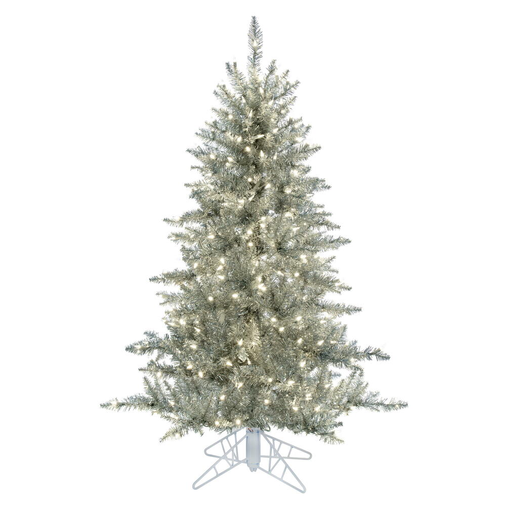 Vickerman Silver Tinsel Fir Artificial Christmas Tree