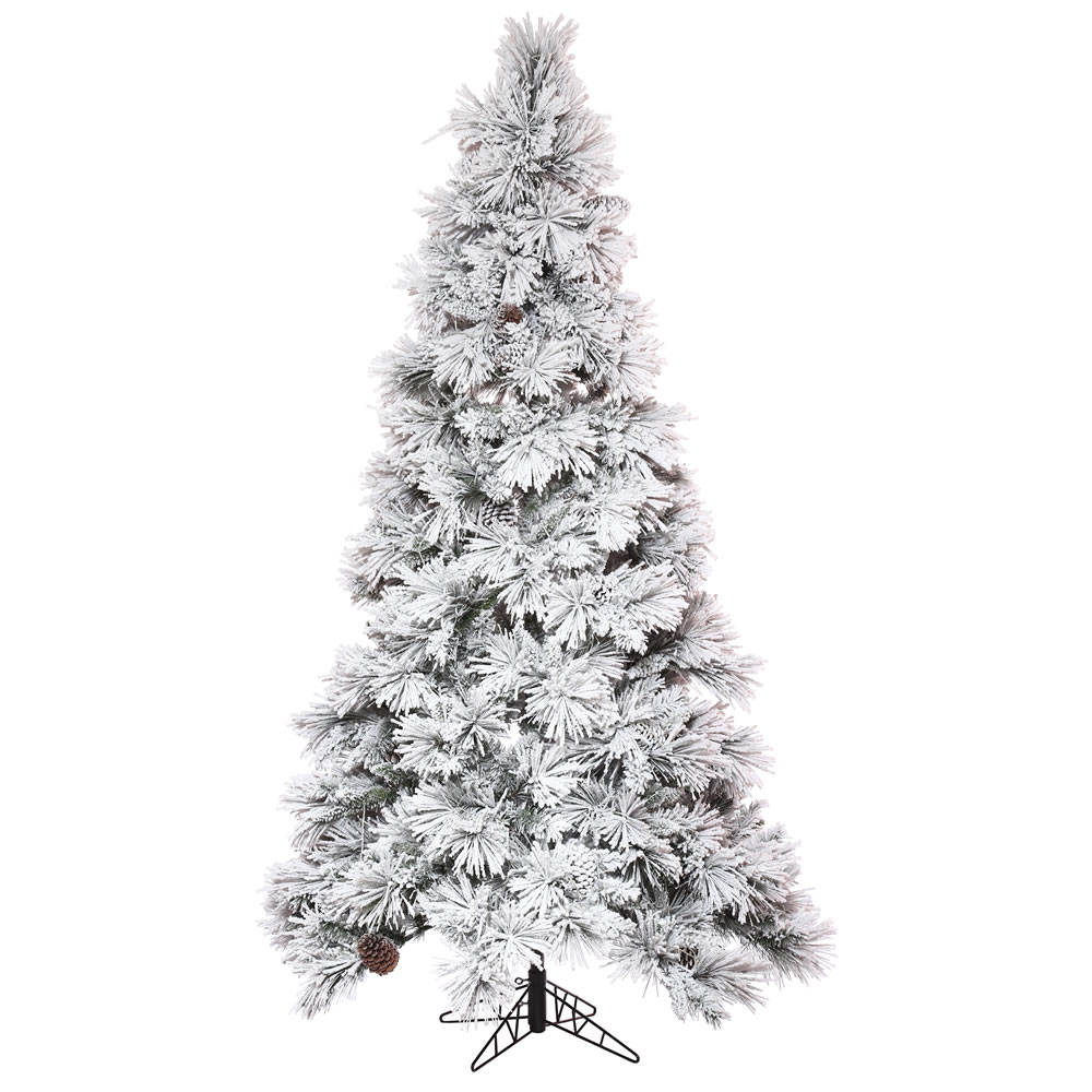 Vickerman Flocked Atka Slim Pine Artificial Christmas Tree