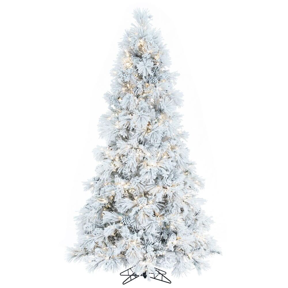 Vickerman Flocked Atka Slim Pine Artificial Christmas Tree