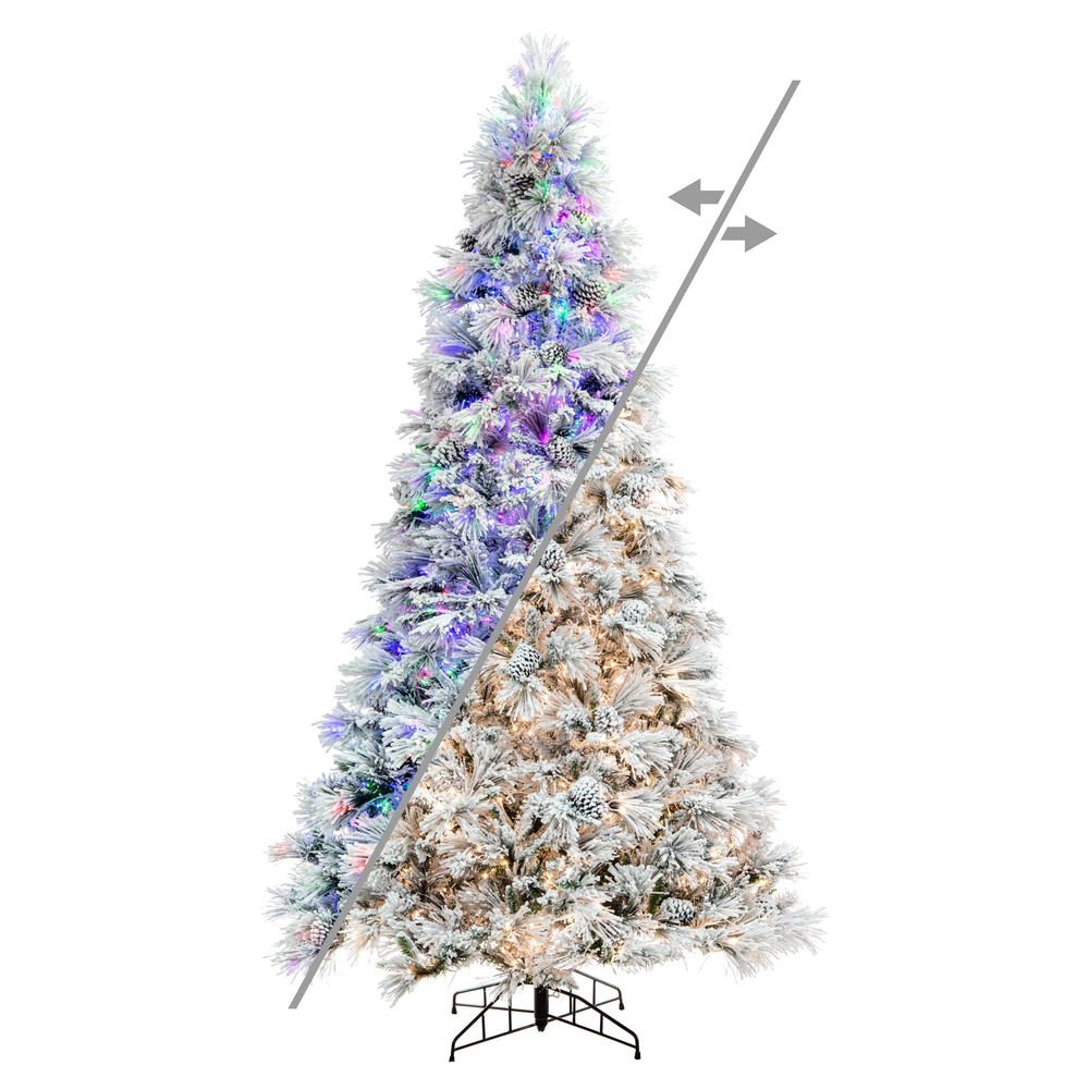 Vickerman Flocked Atka Pine Artificial Christmas Tree Color Changing
