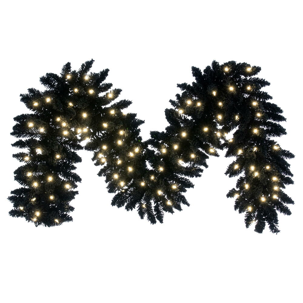Vickerman Artifical Flocked Black Fir Garland