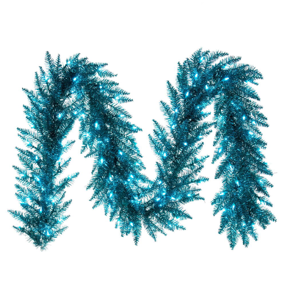 Vickerman 9' x 14" Aqua Tinsel Artificial Garland