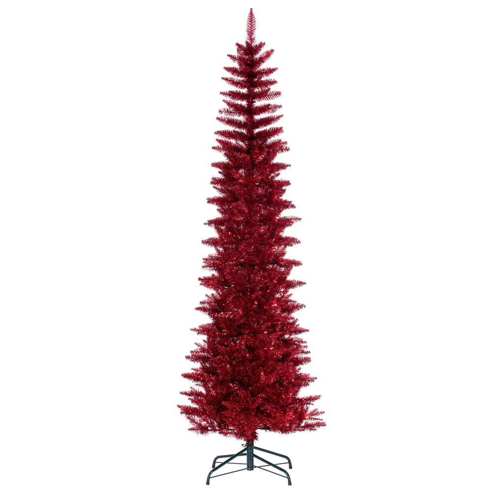 Vickerman Red Tinsel Pencil Artificial Christmas Tree