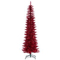 Vickerman Red Tinsel Pencil Artificial Christmas Tree