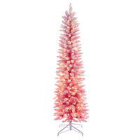 Vickerman Flocked Pink Fir Pencil Artificial Christmas Tree