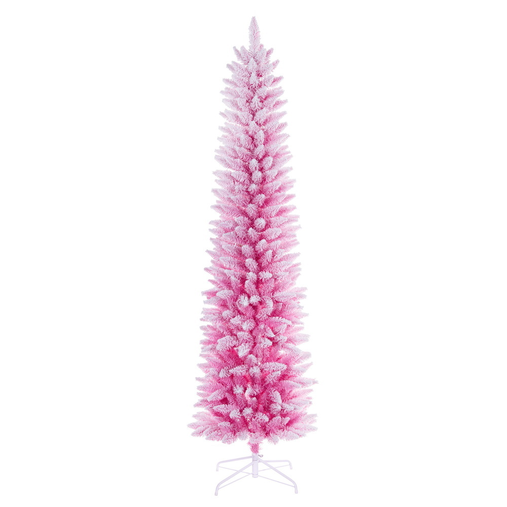 Vickerman Flocked Pink Fir Pencil Artificial Christmas Tree