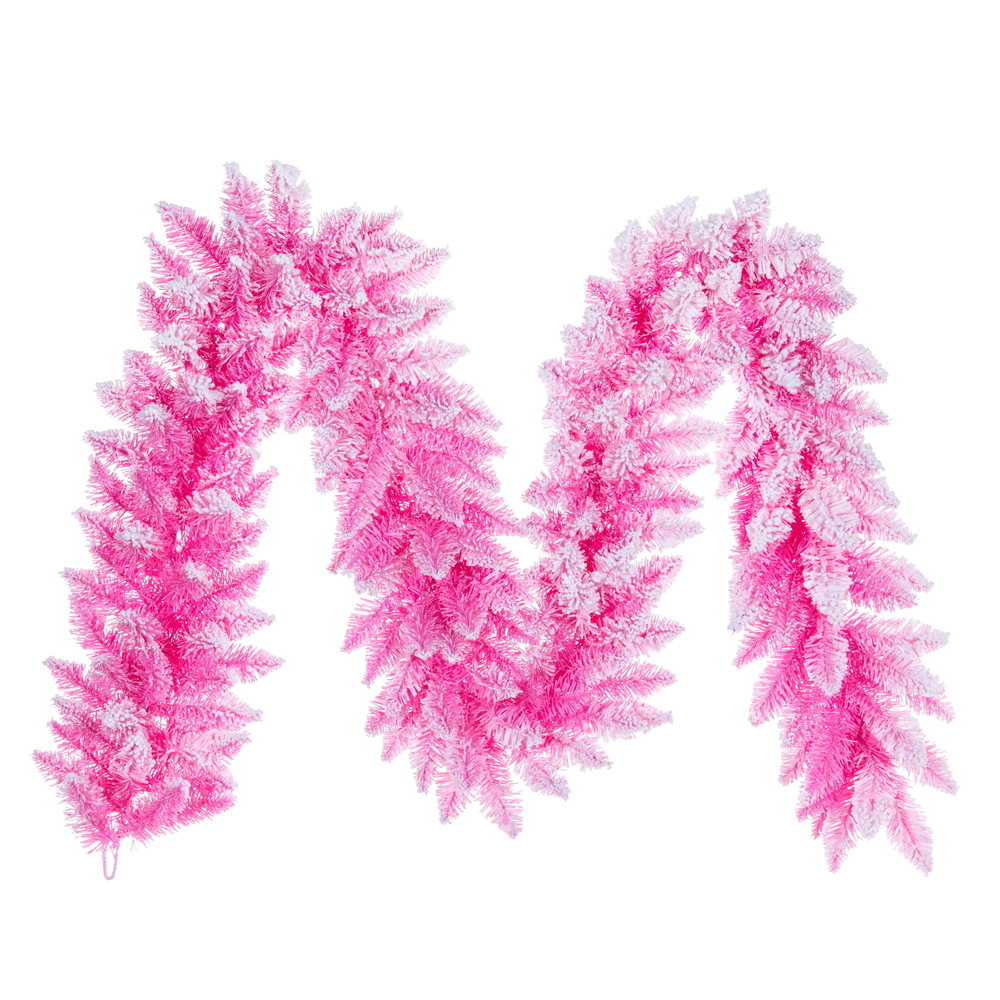 Vickerman 9' x 12" Flocked Pink Pencil Fir Artificial Garland