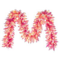 Vickerman 9' x 12" Flocked Pink Pencil Fir Artificial Garland