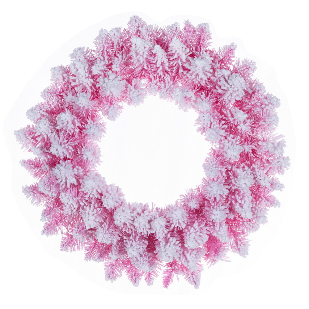 Vickerman Flocked Pink Pencil Fir Artificial Wreath