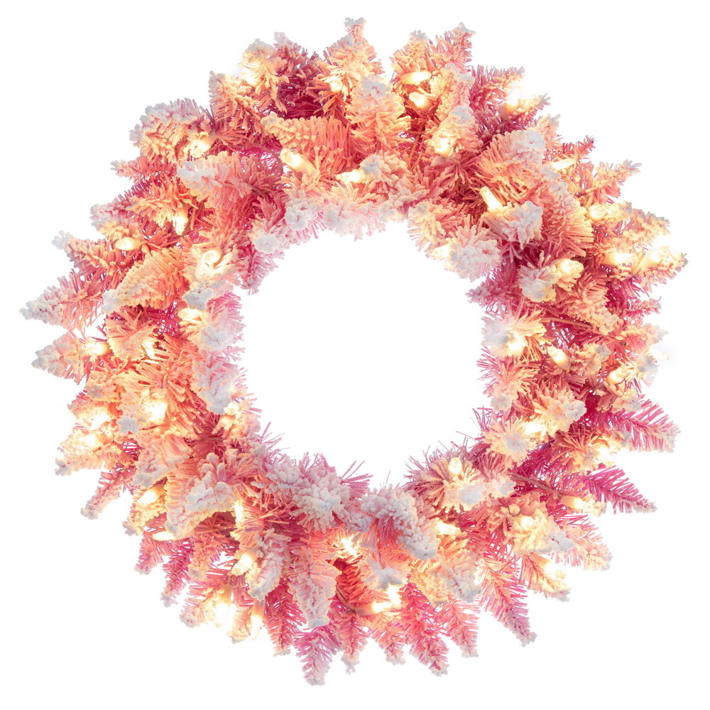 Vickerman Flocked Pink Pencil Fir Artificial Wreath